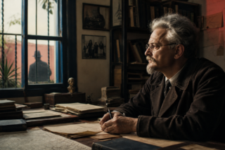 León Trotsky en su estudio de Coyoacán bajo la amenaza del estalinismo
