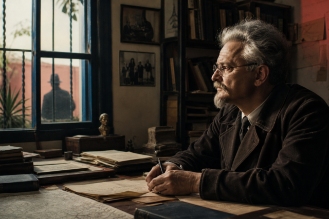 León Trotsky en su estudio de Coyoacán bajo la amenaza del estalinismo