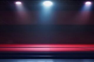 Cuadrilátero vacío de boxeo con luces dramáticas sobre la lona, alusivo a Canelo vs Mbilli boletos 2026 en Riad