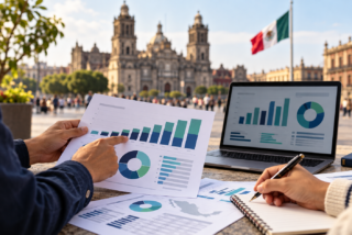 Ilustración editorial de una persona revisando gráficas presupuestarias; no representa datos oficiales.