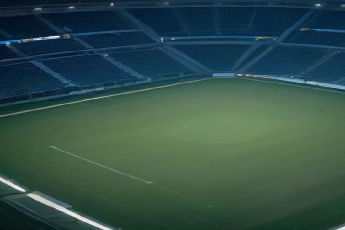 Estadio de futbol vacío de noche con gradas azules y la cancha de pasto verde iluminada por reflectores, alusivo a la Liguilla Apertura 2026 de la Liga MX