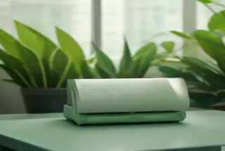 Formularios en blanco y una calculadora sobre escritorio de oficina con planta y luz natural, alusivos a la Regularización fiscal SAT 2026